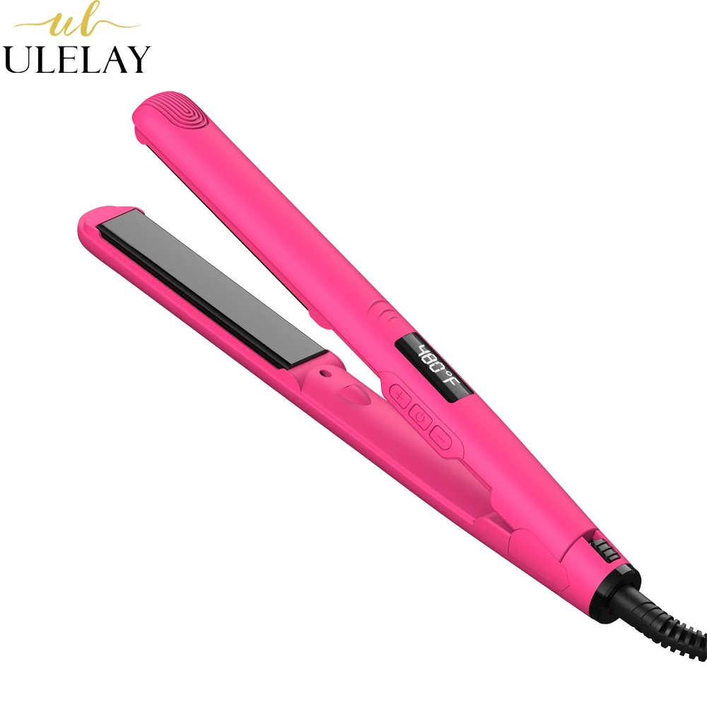 

High Quality Customize Electric Pink Portable Flat iron 2 in 1 Hair Straightener