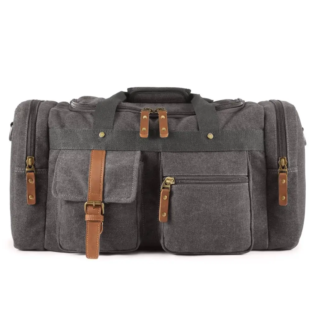 

Wholesale Custom Leisure Duffle Bags Weekend Sport Canvas Men Travel Gym Duffel Bag, Dark gray , gray,customized color is available