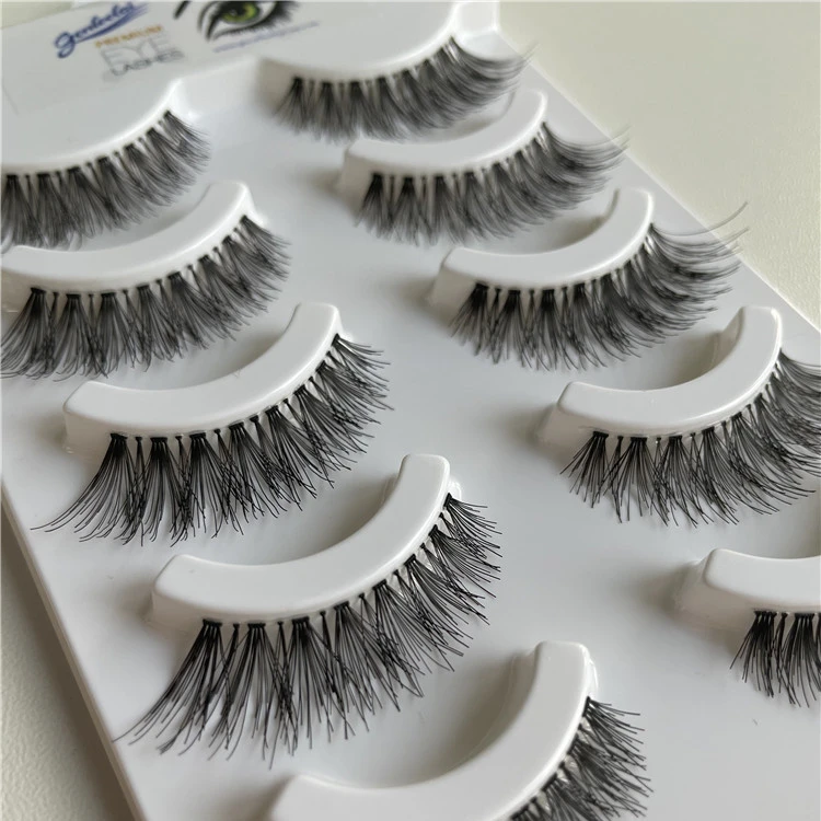 

Hotsale Clear Band Natural Style False Eyelashes Lashes Wispy False Eyelash 5 Pairs Individual Packaging Box Custom Logo