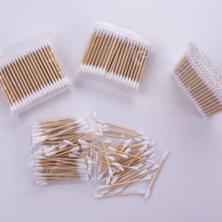 

Hot Selling Alcohol Bamboo Stick Eco Cotton Buds With Holder, Natural color