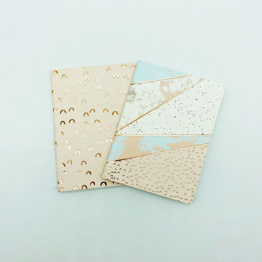 
Custom Logo Print A6 Journal Sewing Stitching Gold foil Paper Notebook 