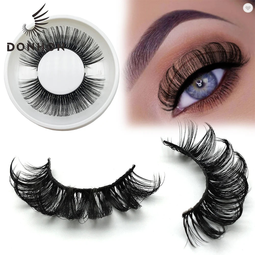 

Fluffy Russia Strip Mink Lashes Dramatic d Curl Russia Volume Strip Eyelashes Volume Deep Curl Strip Eyelashes, Black