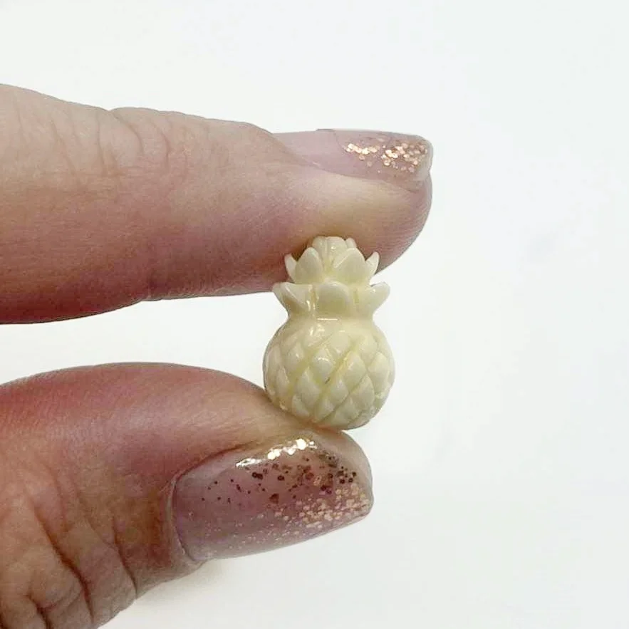 

Ivory pikake flower bead Reconstituted Shell 3D Pineapple Bead available