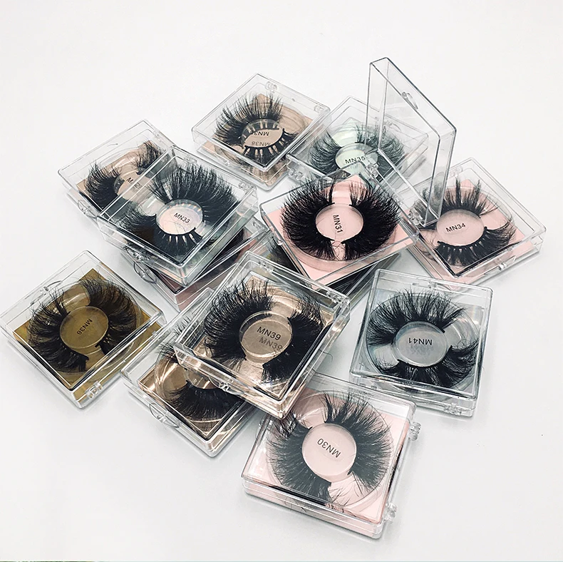 

2021 new arrivals Thick curl luxury 8D Mink eyelashes vendors 25-27mm Mink Lashes Square crystal box packaging Private label