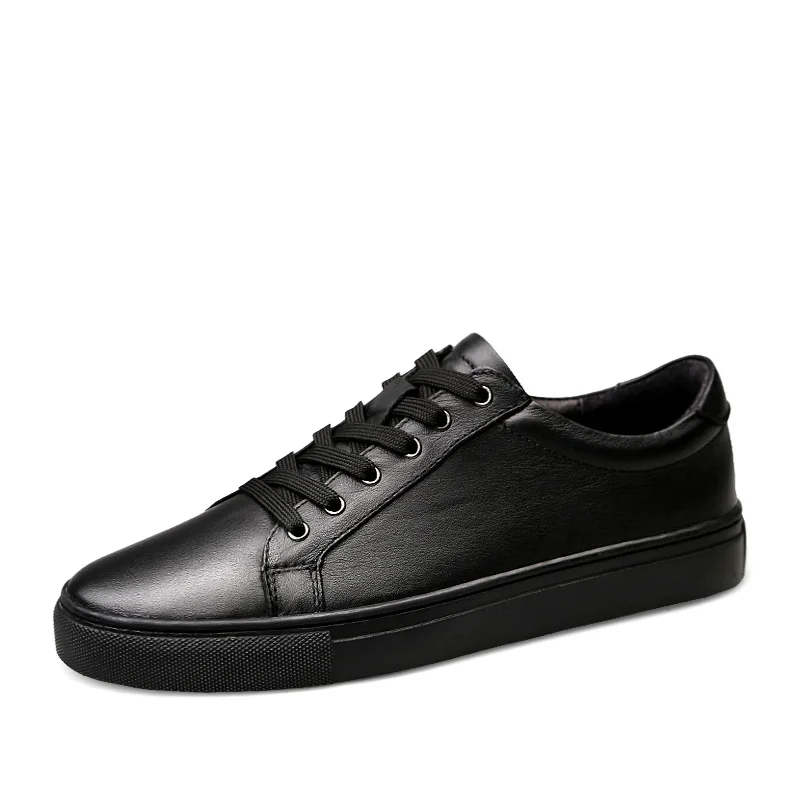 

Genuine Cow Leather Plain Black and White Casual Shoes Classical Low Top Style Luxury Custom Accepted Sneakers for Men and Women