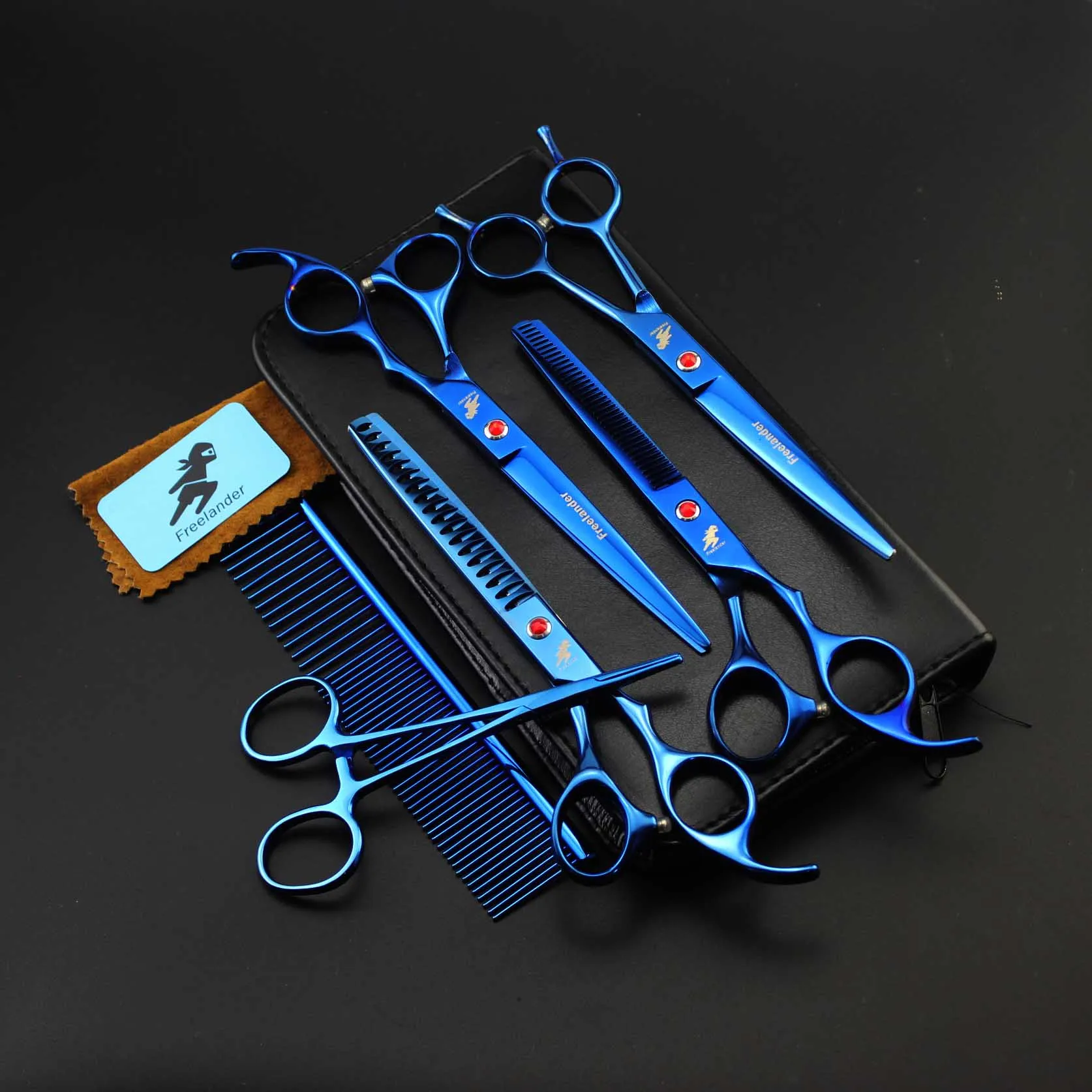 

7.0 inch LQ15-80 Freelander Animal Shaped Scissors Pet Grooming Scissors Pet Fishbone Teeth 4 scissors set
