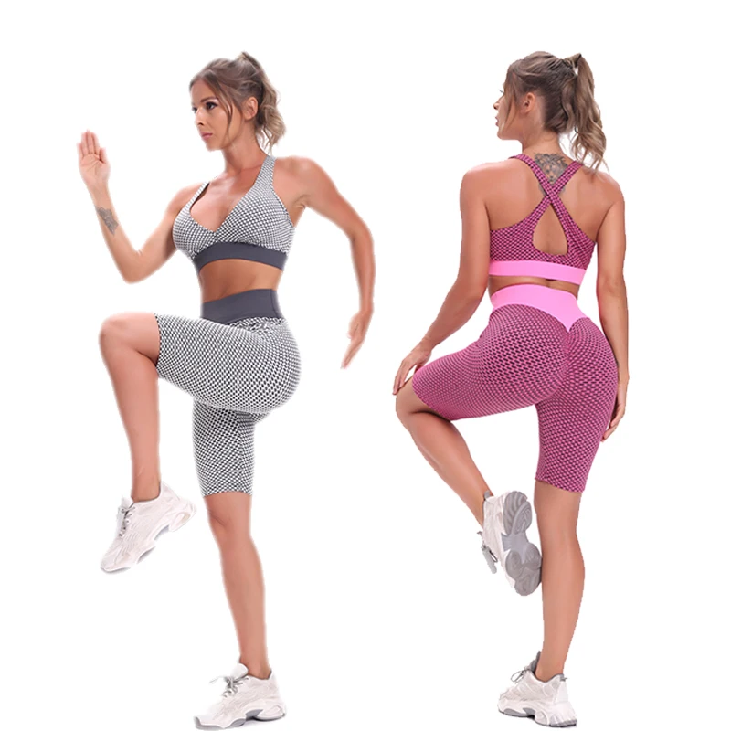 

Wholesale 2 Piece Trending Spandex Clothing Sweat Suit Ladie Scrunch Butt Stretchy Workout Jogger Gym Yoga Short Pants Set Women, Picture shows and custom