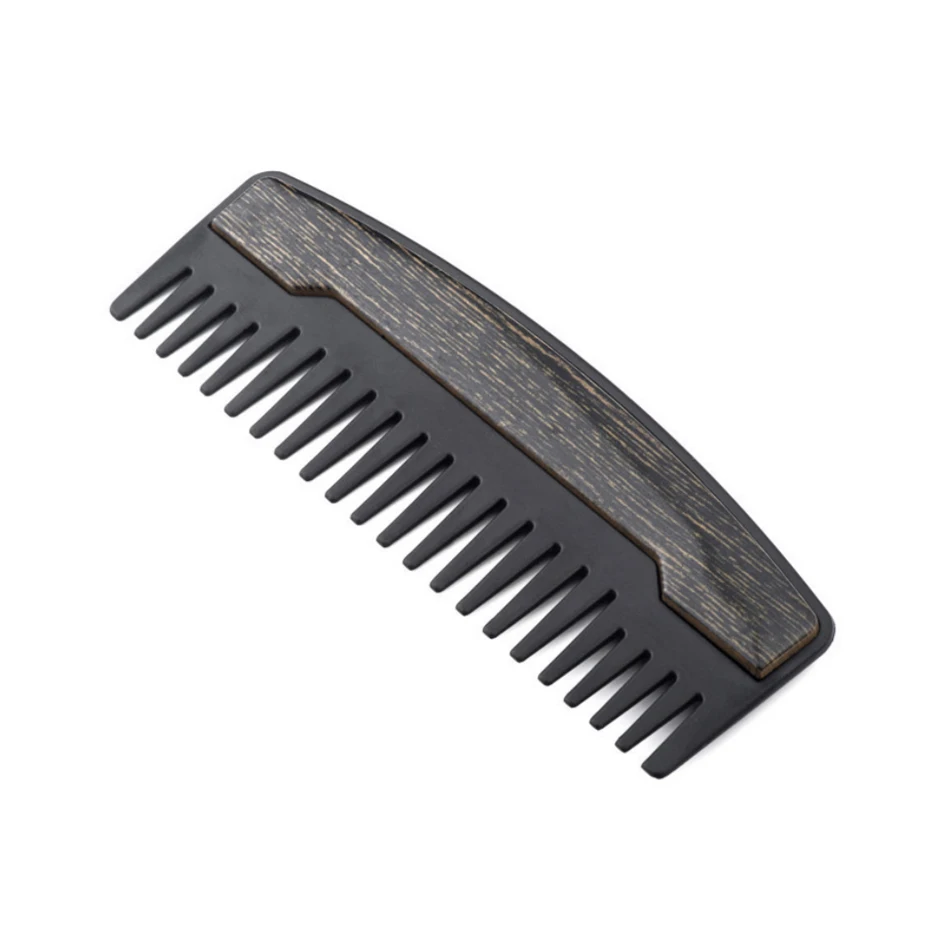 

Custom logo black stainless steel hair comb wide tooth metal beard comb for men, Brown