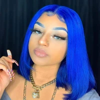 

Royal blue blunt cut BOB13*4inch lace front/full lace/13*6inch deep part lace virgin human hair wigs fast drop shipping