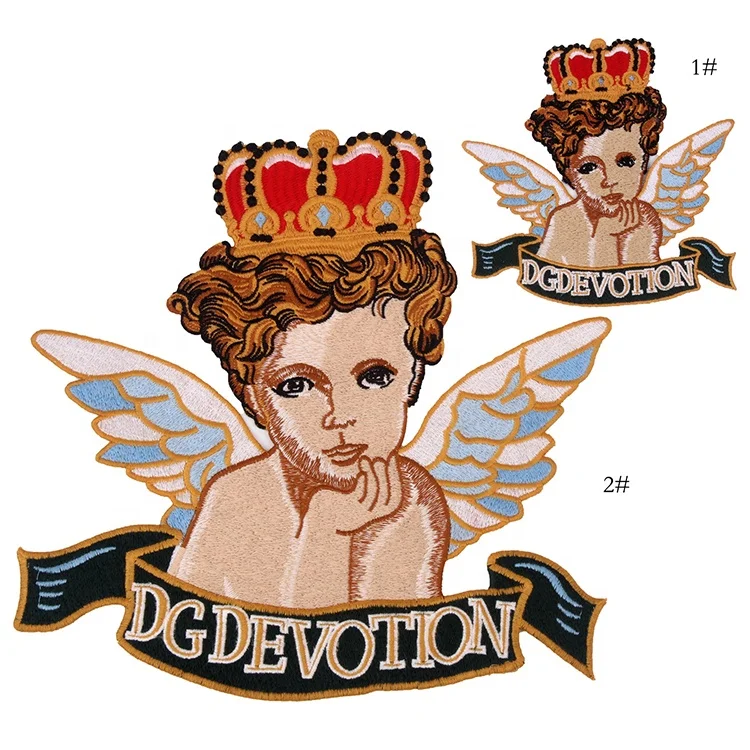 

Shenglan Sequins Fashion Crown Angel Fabric Back Patches Wing Crown Motif Applique for Clothes Decorated DIY Sewing, As picture