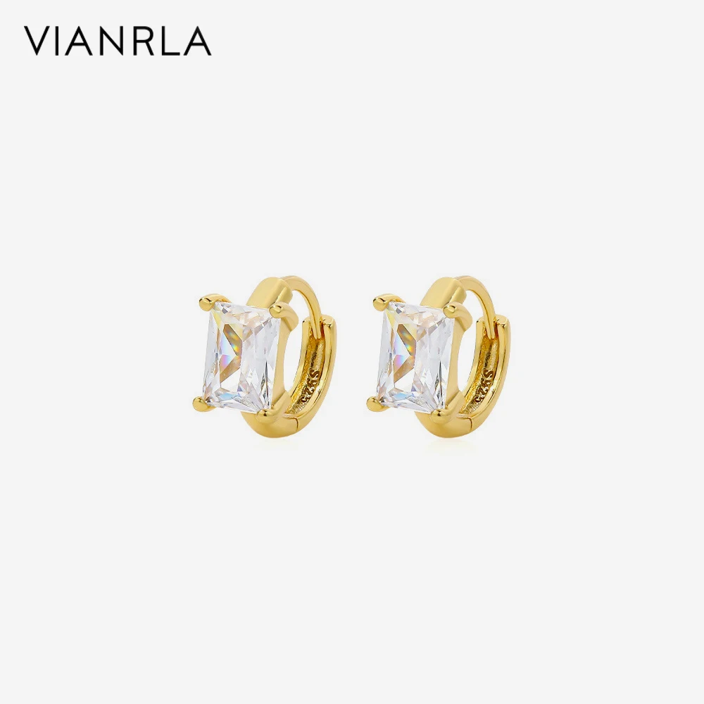 

VIANRLA 925 Sterling Silver Jewelry Hoop Oval Earrings White Zircon 18k Gold Plated Earring For Women Wholesale