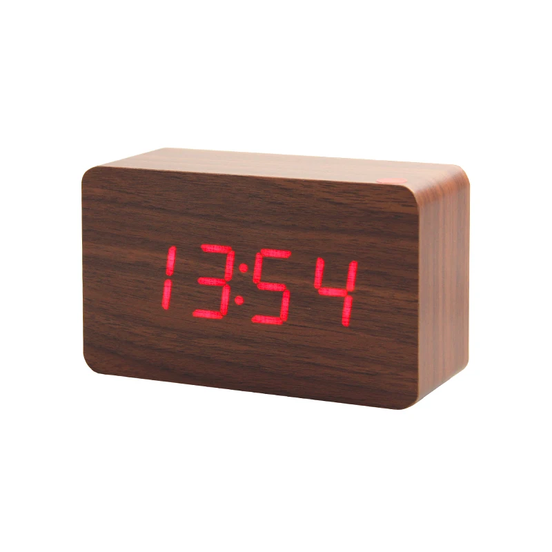 

Customized Digital Wooden Desktop Led Alarm Clock Minimalist Style Cheap Led Digital Clock For Office Decor, White wood, black wood, brown wood, sandal wood