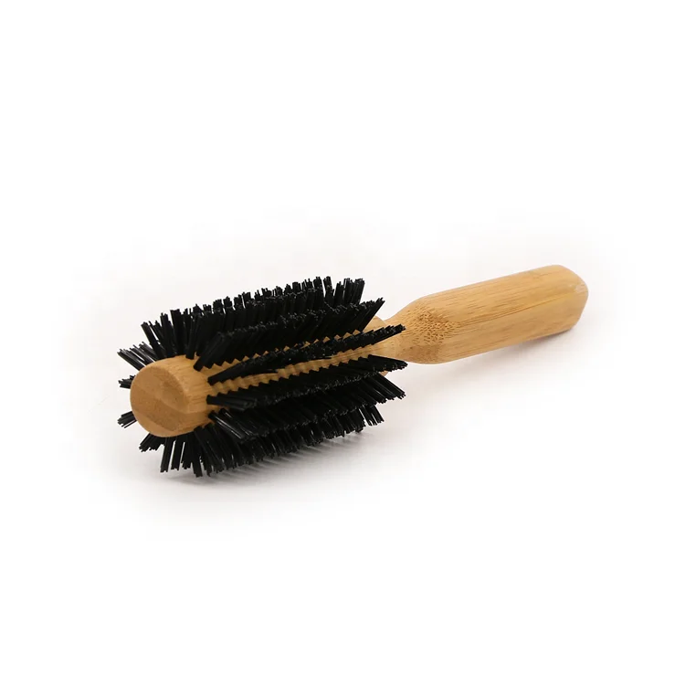 

Hot sale boar bristle hair brush wooden round rolling style brush, Natural color