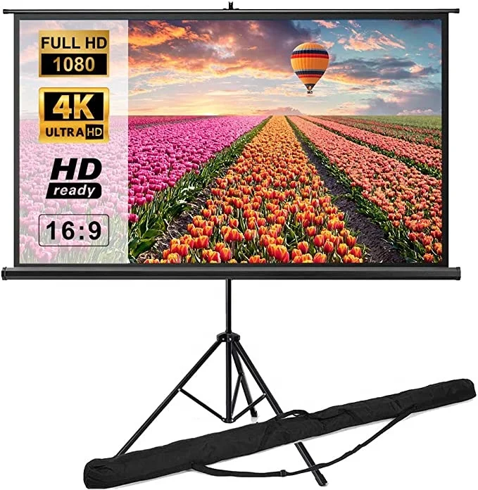 

Low Cost Salange 100 Inch Tripod Stand Projector Screen 4K 3D HD Adjustable Portable Screen Outdoor Indoor Projector Screen