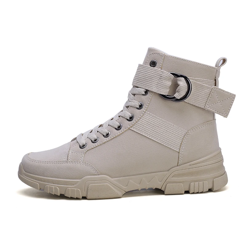 

New Fashion High Top Footwear For Men Casual Shoes, Black/beige