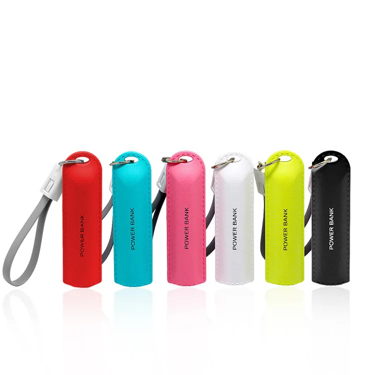 

2019 Promotional Colorful PU Leather Portable Keychain Mini Power Bank 2600Mah Color Customized, Black/white/blue/green/pink/red