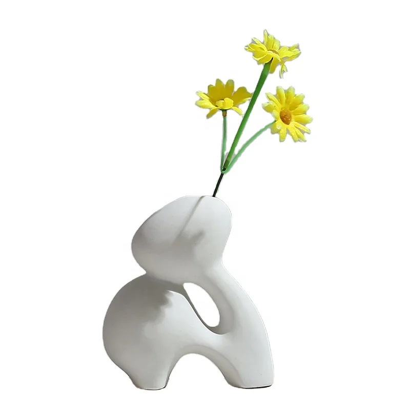 

Nordic minimalism ceramic vase ornaments dried flower flower arrangement creative art living room TV cabinet desktop decoration, As picture