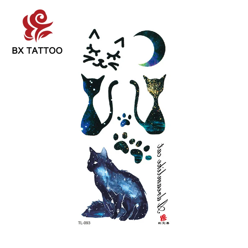 

BXTAT TL091 - 096 Sun Flower Snake Dragon Cat Moon Dog Owl Rose Temporary Tattoo Stickers