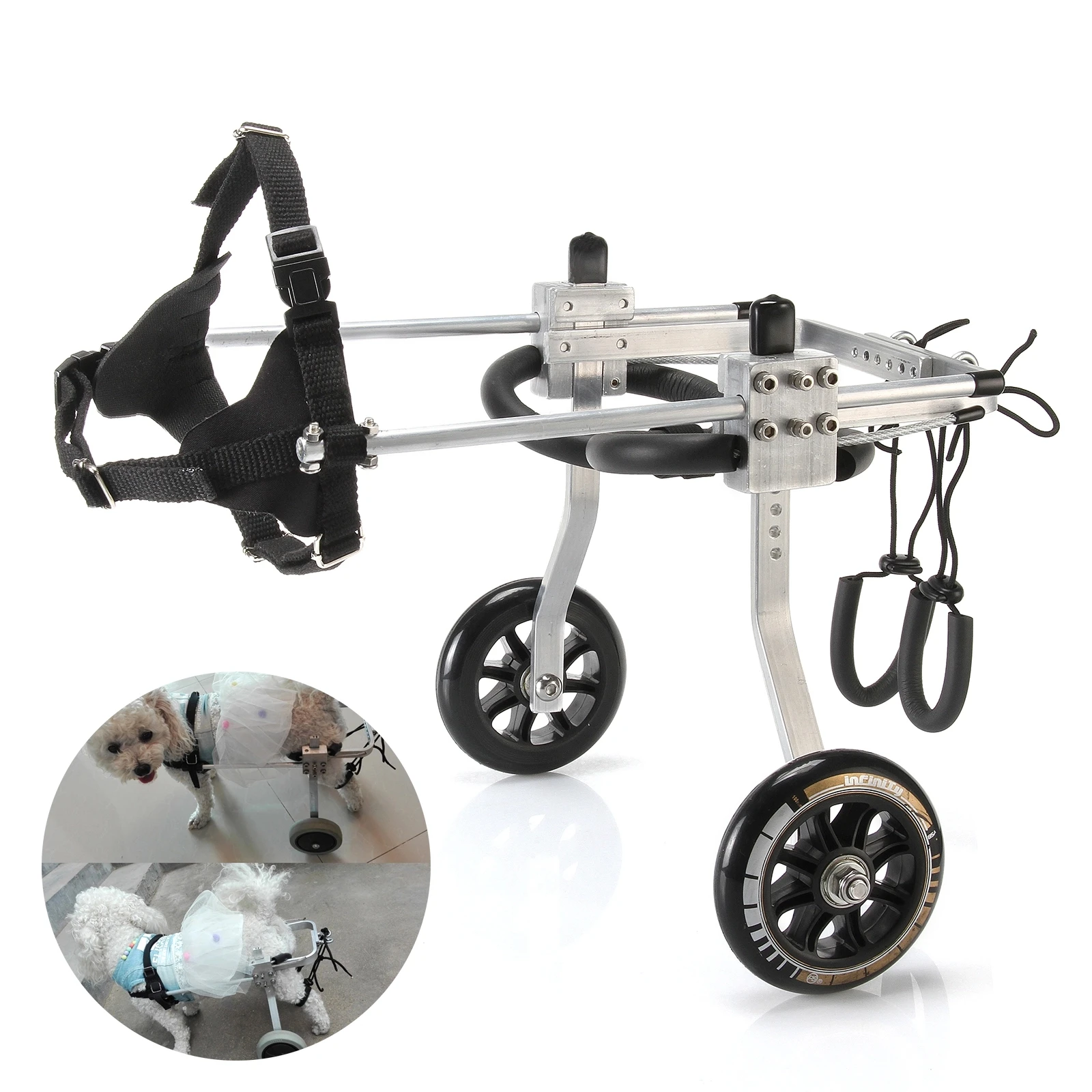 

Adjustable Dog Cart 2 Wheels Chair Pet Mobility Dog Wheelchair For Handicapped Hind Legs Front Legs Pet Dog Wheelchair, 3 colors