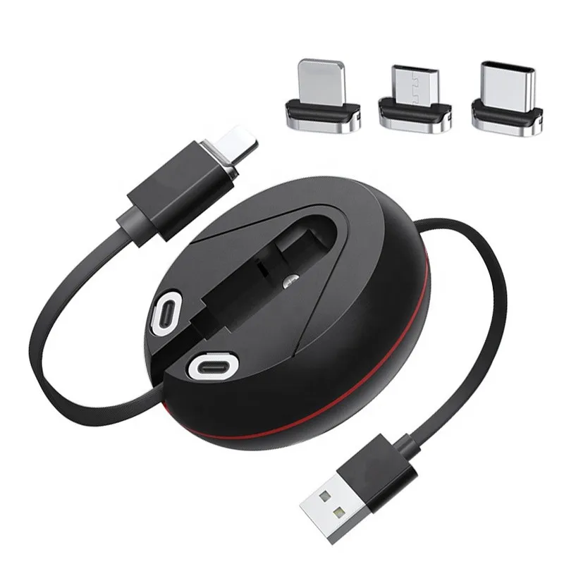 

Drop shipping Best Price Retractable Magnetic Charging Cable 3 In 1 Magnetic Fast Charging Cable For Iphone Android Type C, Red,black,white,etc