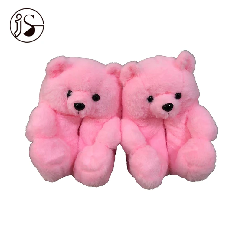 

2021 Fashion Cheap Colorful bear indoor slides fuzzy bear fur slippers comfy teddy bear slippers in home bedroom