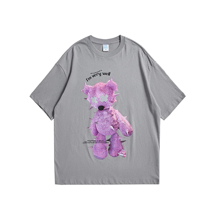 

High Quality 100 Cotton Custom Printing Teddy Bear Plus size t-shirts Unisex tshirt