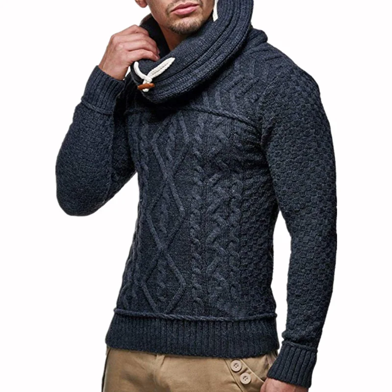 

HG High Quality Top Fashion Custom men Long Sleeve men High Neck Men's Knitted Pullover Sweater