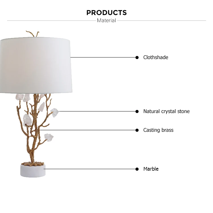 natural white crystal stone creative table lamp