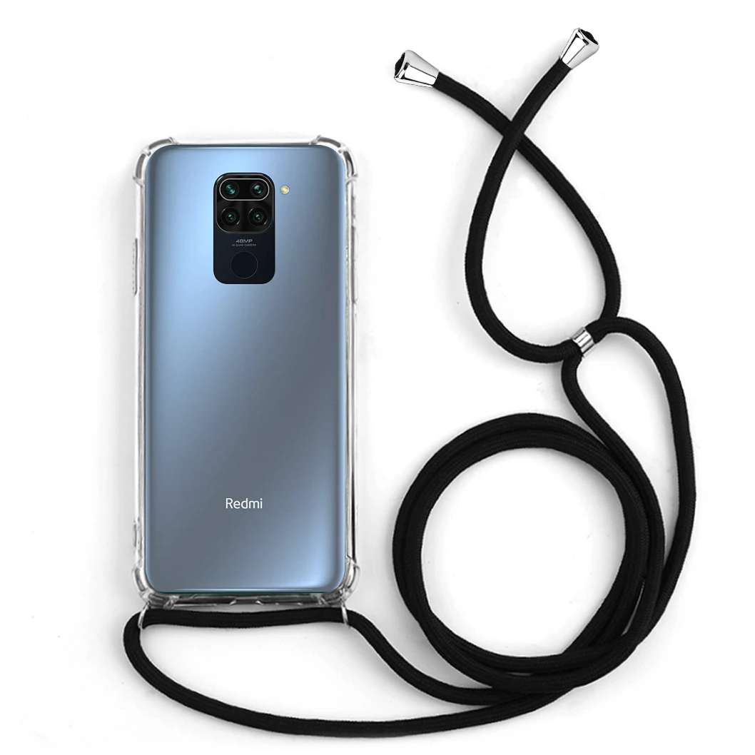 

Amazon Hot Sale Transparent Shockproof Luxury Lanyard phone case For Xiaomi Redmi note 9 note 9s pro