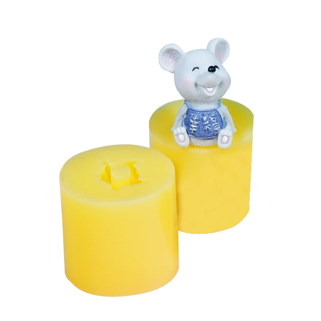 

cute bear shape silicone straw topper resin mold for making crafts, Yellow