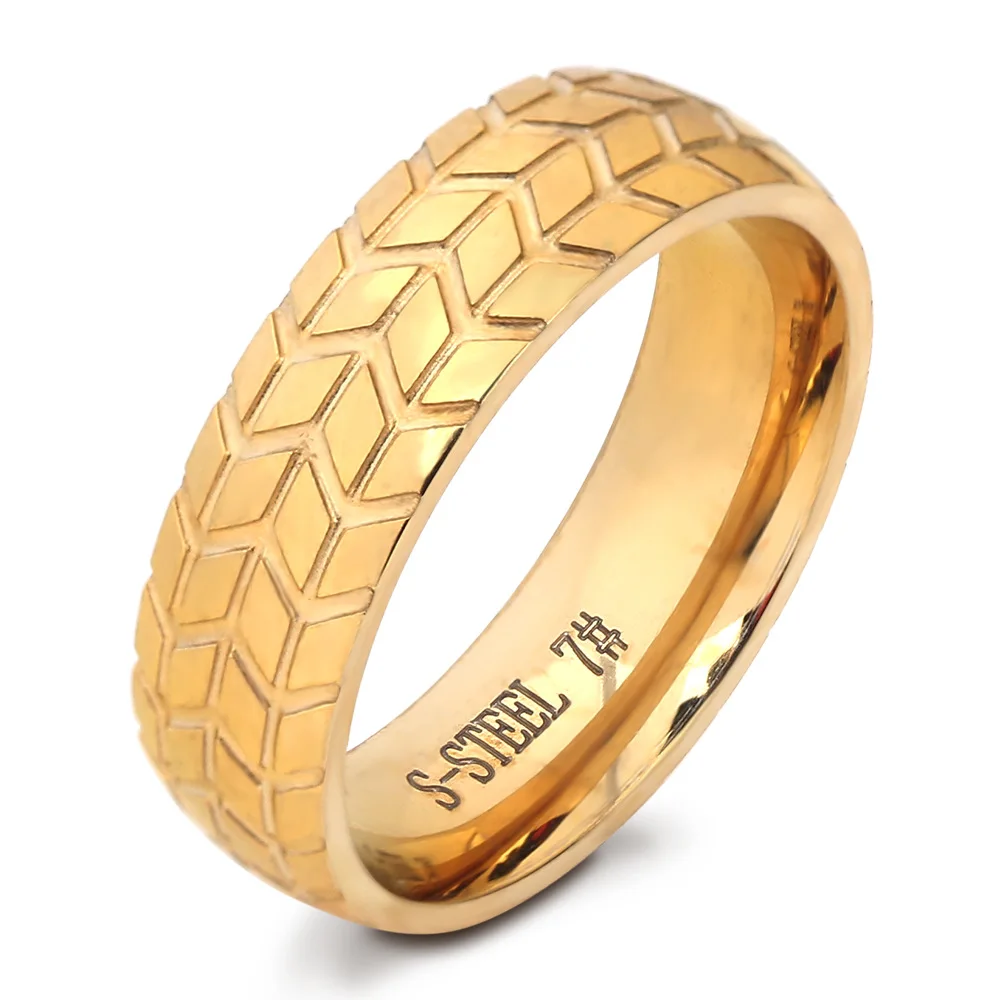 

Ins 6mm minimaliste tarnish free cheap statement waterproof trendy tire rings gold 18k jewelry anillo acero for couple