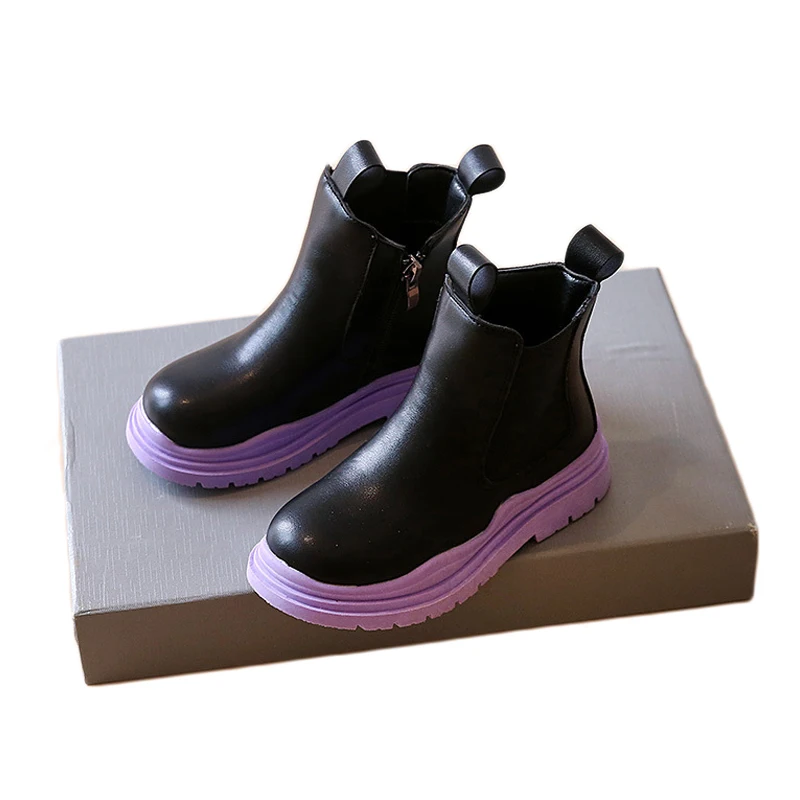 

2021 New Fashion Kids winter boots Pu leather Luxury Martin Children's boots ankle warm shoes for boys girls