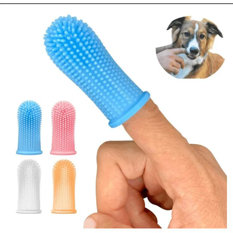 

Pet Finger Toothbrush Teddy Dog Brush Bad Breath Tartar Teeth Tool Dog Cat Cleaning Pet Supplies Toothbrush, White;pink;blue