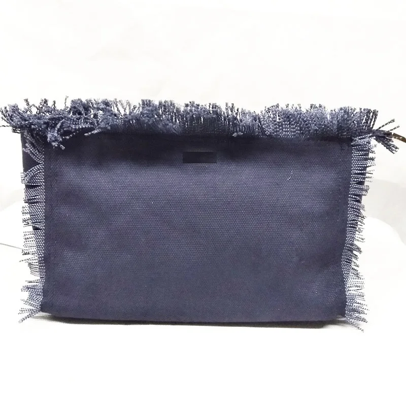 

Customize LOGO Unique Design Fringe Ruffle Cotton Canvas Purse Cosmetic Make up Bag