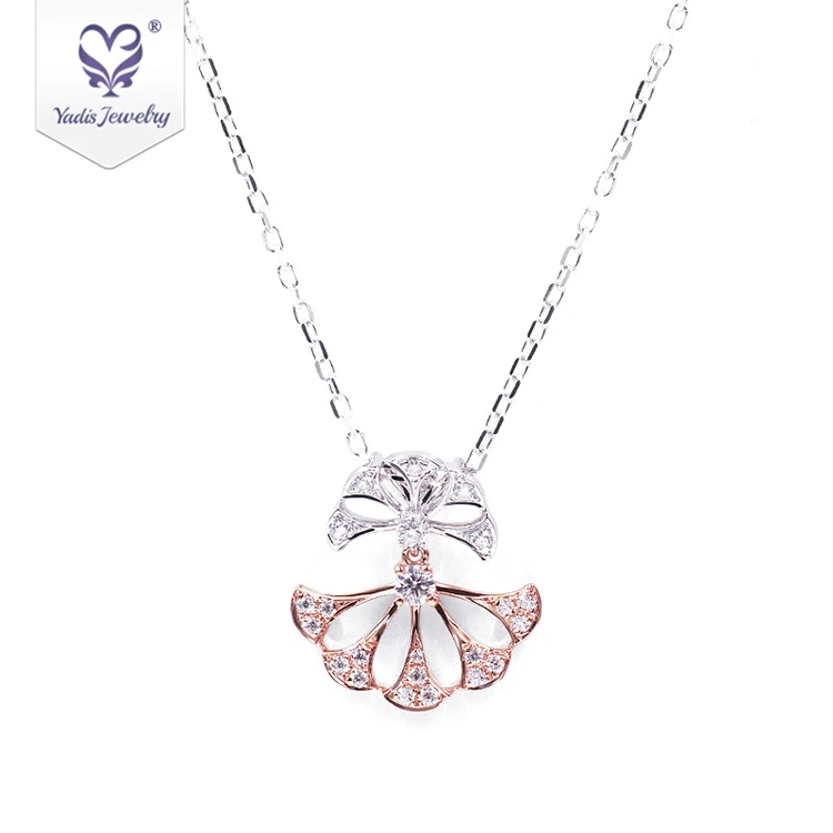 

Tianyu fancy leaf stone pendants 14k real rose gold white moissanite lover pendant necklace, Rose gold and white gold