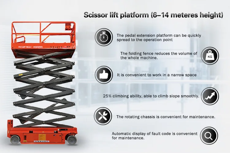 6m 8m 10m 12m 14m Aerial Work Platform Full Automatic Lift Portable