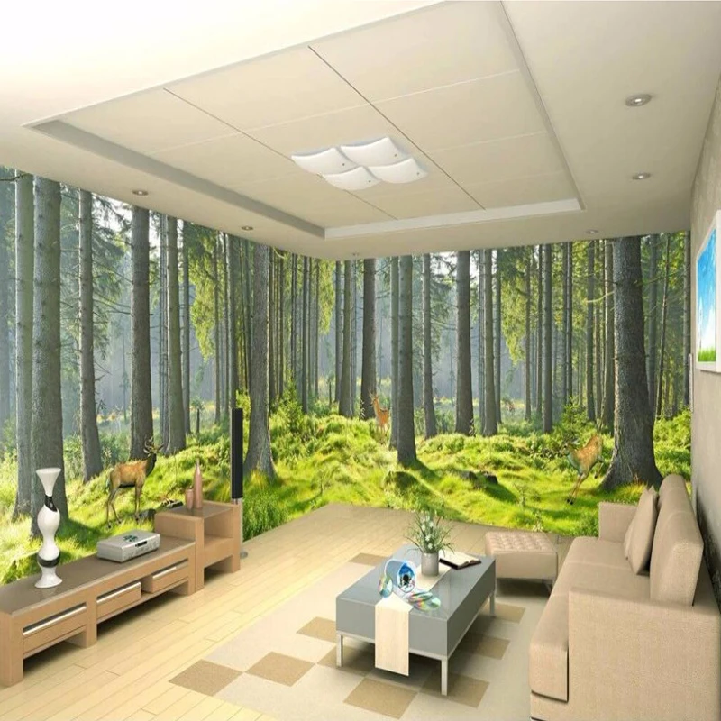 Customized Any Size 3d Mural Wallpaper Forest Trees Landscape Modern Wall  Painting Living Room Bedroom Non-woven Photo Wallpaper - Buy Commercial  Wallpaper,Oil Painting Wallpaper,Wallpaper Printer Machine Product on  