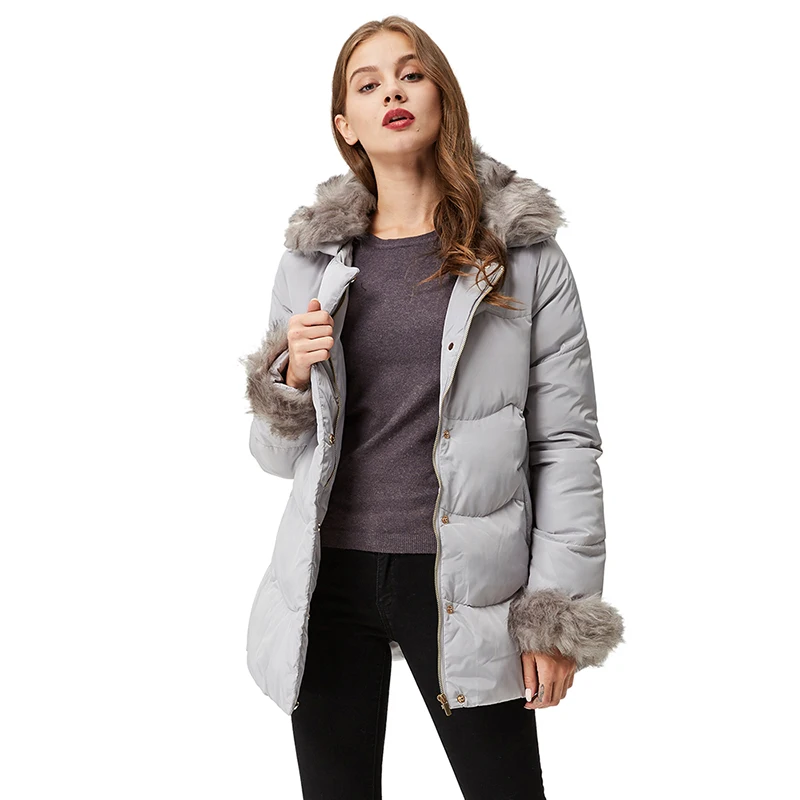 

Clearance Women Winter Long Snow Jackets Womens Thick Padded Puffer Jacket Women's Parka Coats with Adjustable Fur Collar