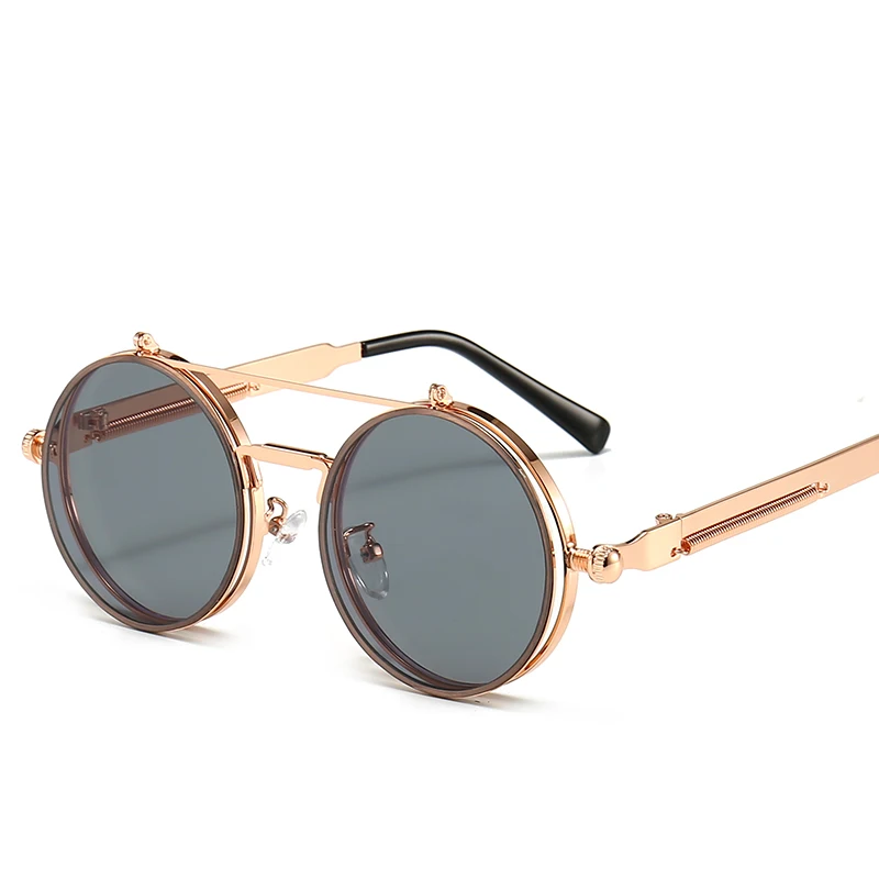 

New Trending Classic Shades Unisex Custom Mens Glasses Designer Personalized Made Italy Retro Round Steam Punk Sunglasses