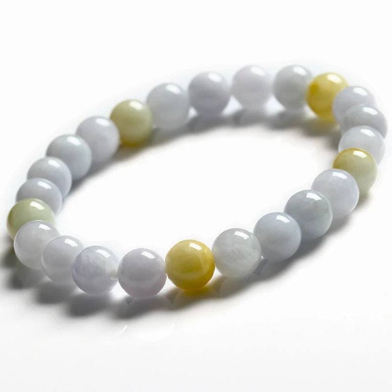 

Natural Myanmar Jadeite Ice Three Color Round Beads Hand Woven Bracelet For Men And Women To Send Certificate Wholesale