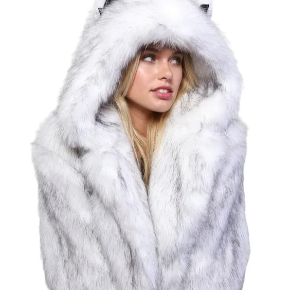 

2022 Fashion Fox Faux Fur Coats With Ear Hoodie Girl Clothes Jackets Cute Women Hoodies Fur Long Coat, Picture color