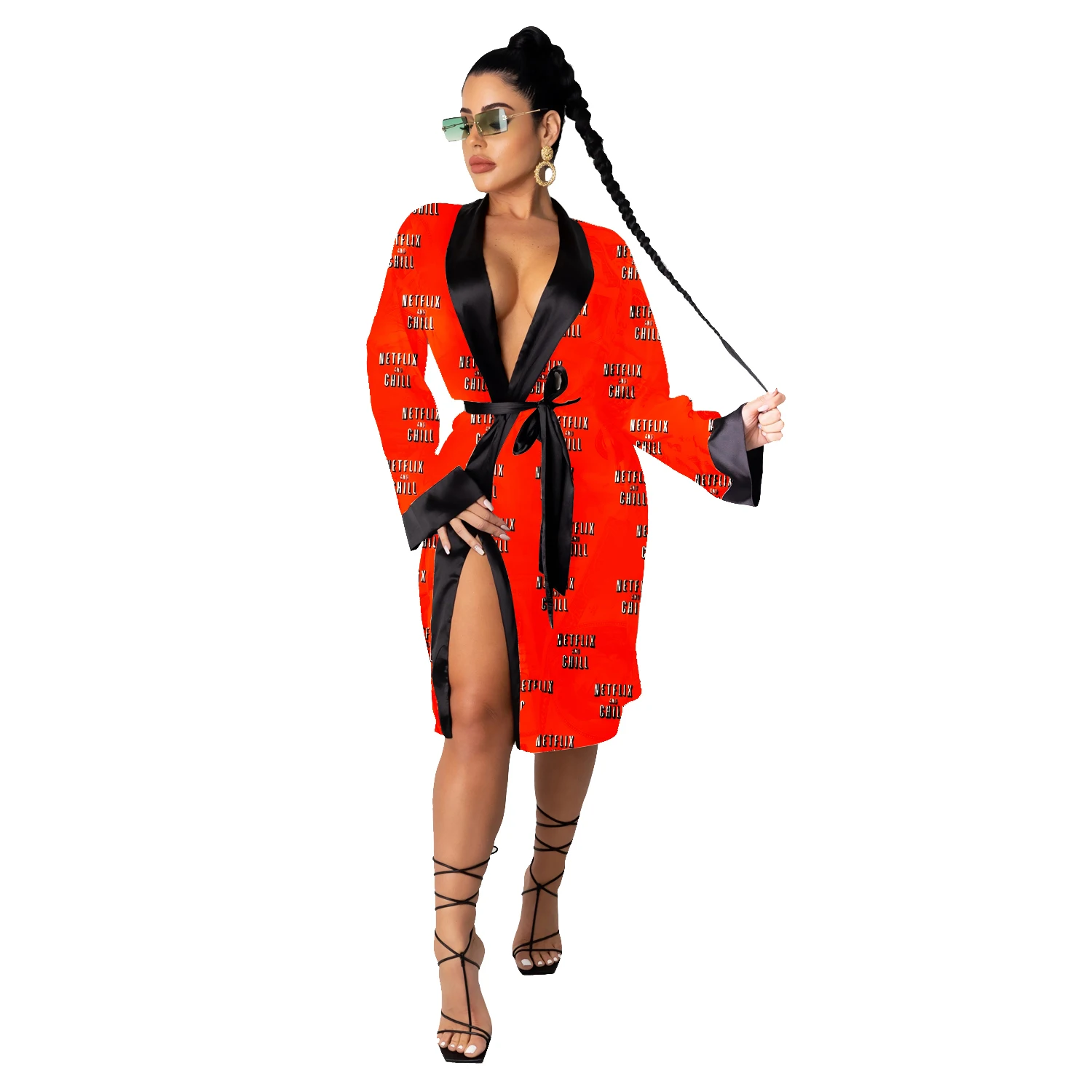 

New Arrival Women Sexy Yes Daddy Butterfly Long Satin Designer Robes, 16 color
