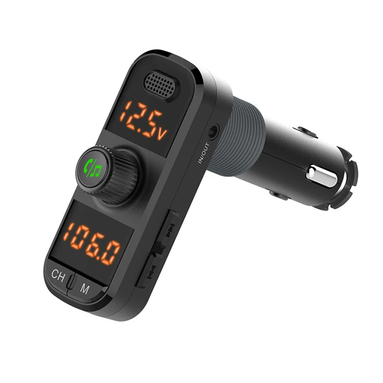 

BC70 Car Wireless 5.0 Dual-display FM Transmitter Wireless Hand-sfree Receiver Auto MP3 Player QC3.0 PD Fast Charger, Black