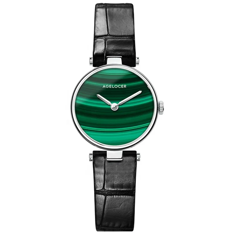 

Ladies Waterproof Watches Women Quartz Movement Watch With Malachite Dial