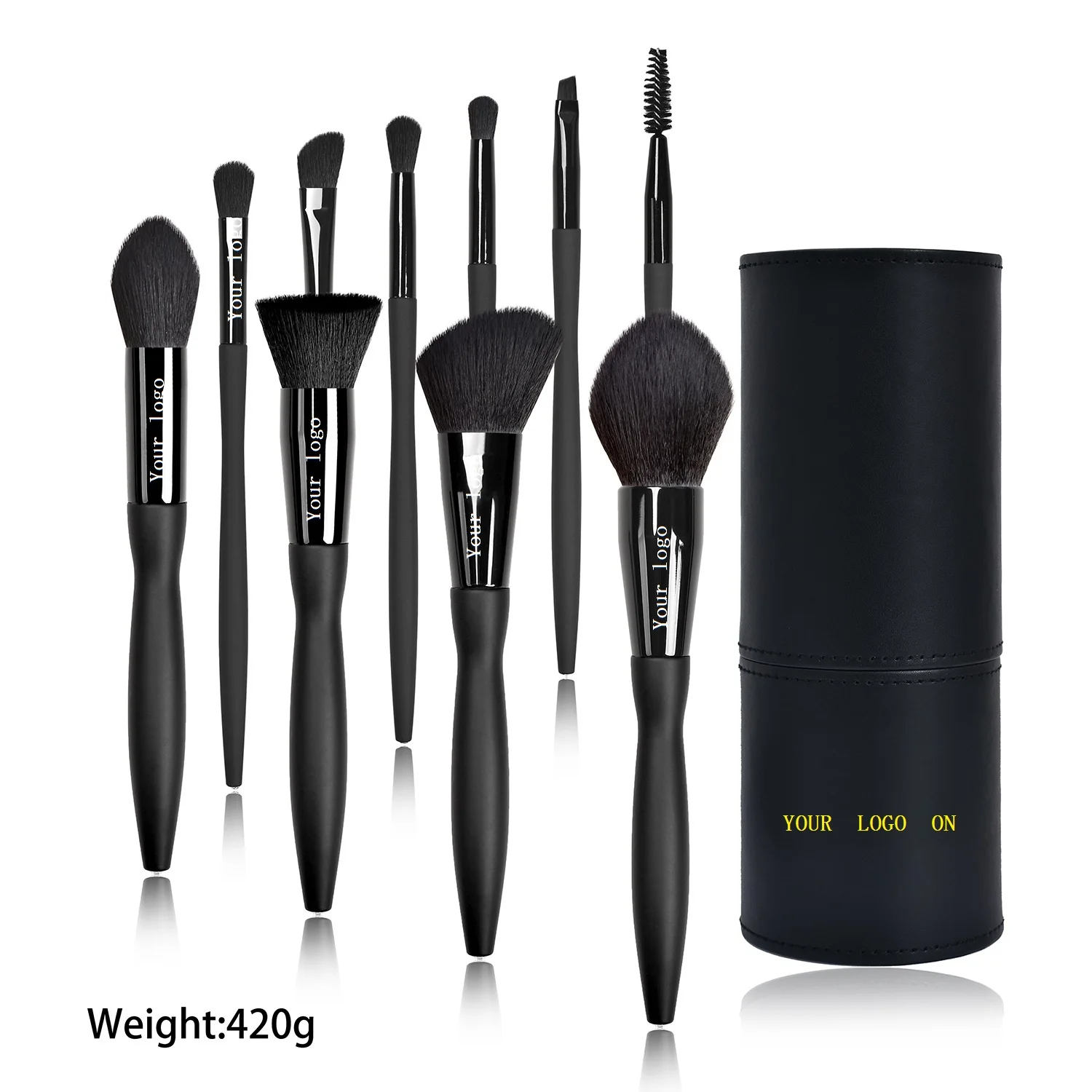 

Private Label Black 9pcs makeup brush high end make up brush with pu holder Unbranded makeup brush