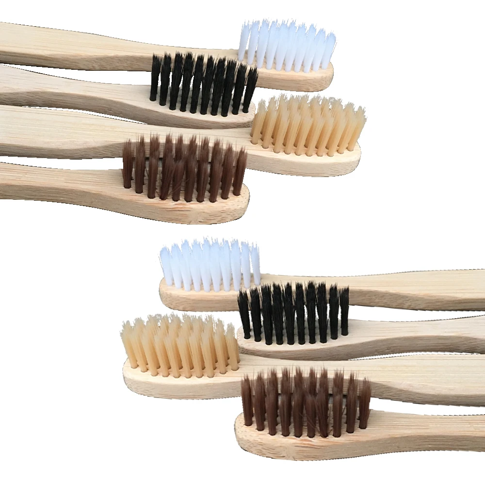 Custom Logo Organic Bamboo Toothbrush Oral Hygiene Care Soft Bristle Brushes Cepillo De Bambu Tandenborstel Wood Tooth Brush, Multicolor