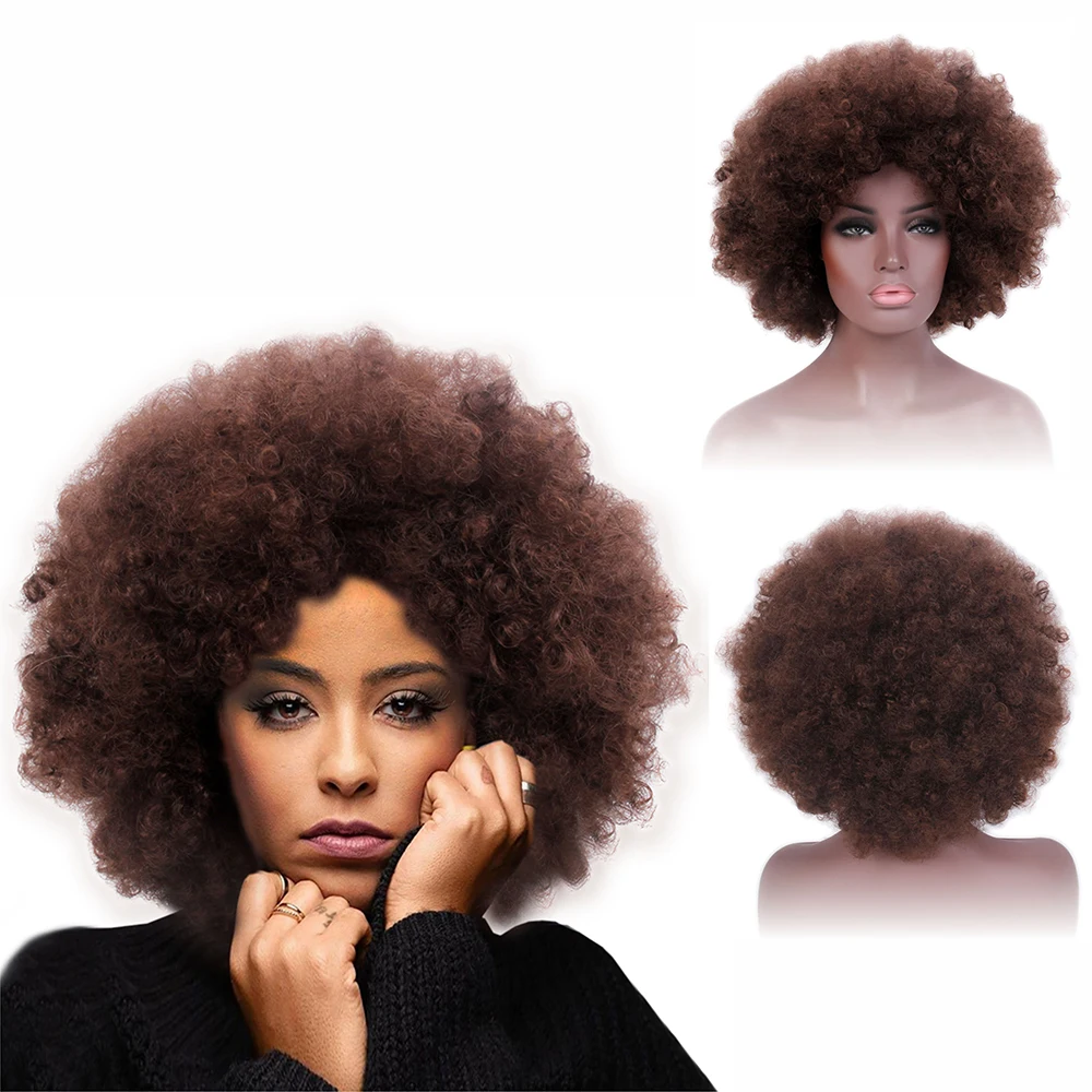 

Afro Kinky Curly Wig Short Black Synthetic Wigs For Black Women Afro Wig