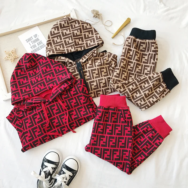 

Hoodie Clothing Kids Sweat Suits Boys Girls Autumn Clothes Sets M2107