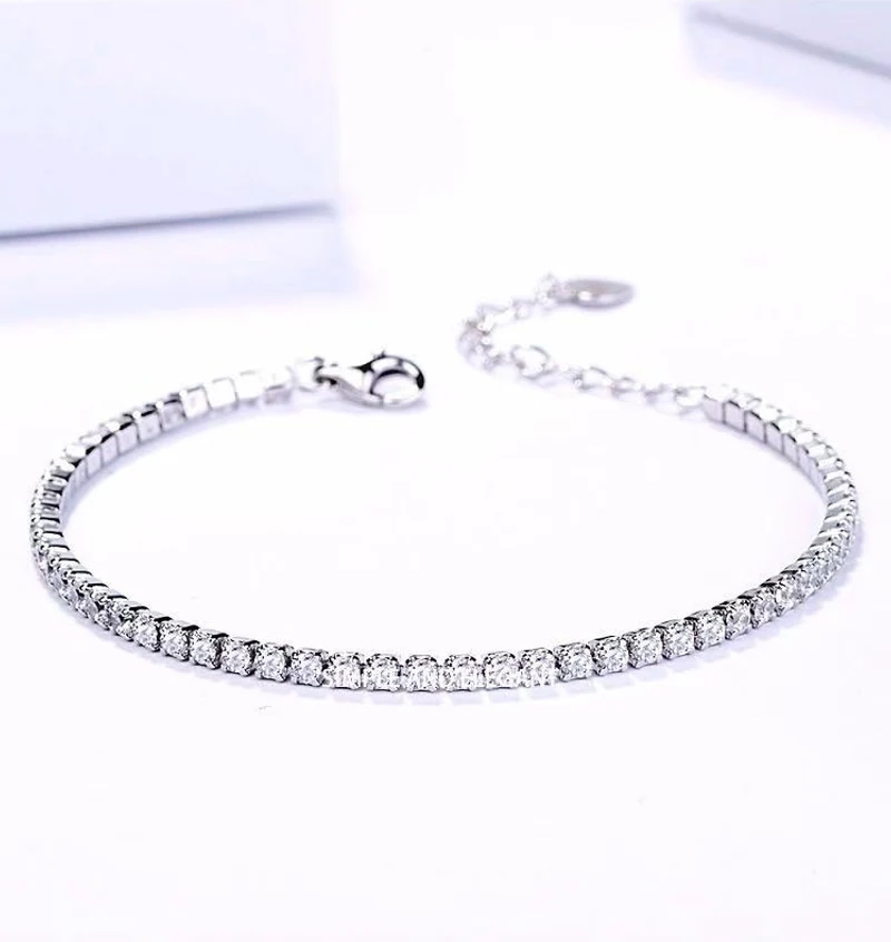 

Wholesale cubic zirconia sterling silver tennis chain women men iced out crystal CZ diamond tennis bracelets