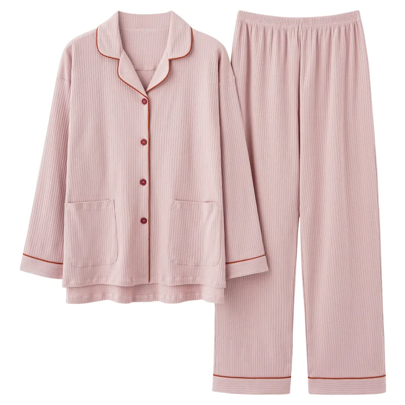 

Custom Logo Sleepwear Pijama Set Long Sleeve Pure Cotton Jersey Pajamas Women